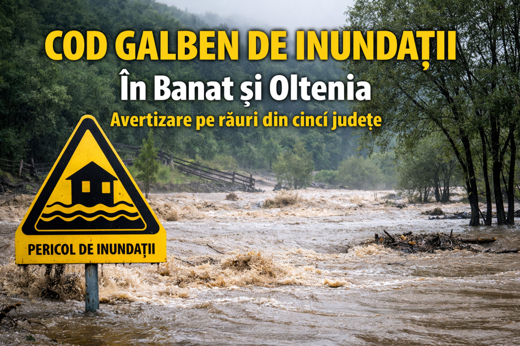 Avertizare hidrologică: riscuri de inundații în Oltenia și Banat
